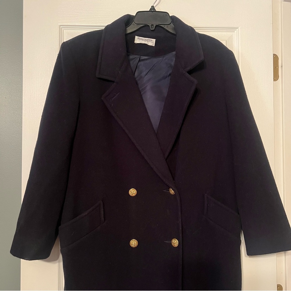 Vintage Forecaster of Boston Women's Double-Breasted Navy Wool Coat size 13/14